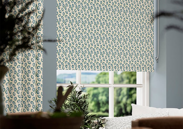 Land & Shore Seedling (Blackout), Teal - Twist&Fit Roller Blind - Image 5